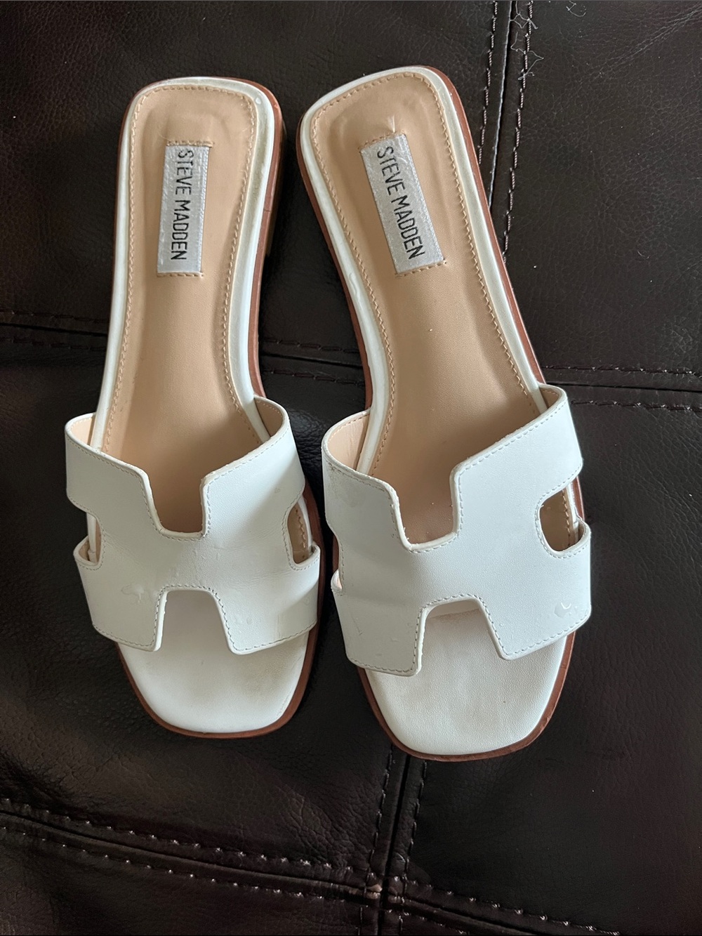 Steve Madden White Cutout Slide Sandals - Open Toe Mule
